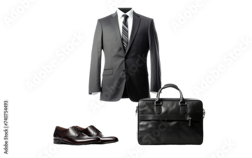 Businessman With Suit and Tie, Briefcase, and Shoes. A professional businessman holding a briefcase, wearing a suit and tie, and standing with polished shoes. on White or PNG Transparent Background.