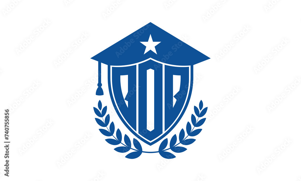 QOQ three letter iconic academic logo design vector template. monogram, abstract, school, college, university, graduation cap symbol logo, shield, model, institute, educational, coaching canter, tech QOQ three letter iconic academic logo design vector template. monogram, abstract, school, college, university, graduation cap symbol logo, shield, model, institute, educational, coaching canter, tech