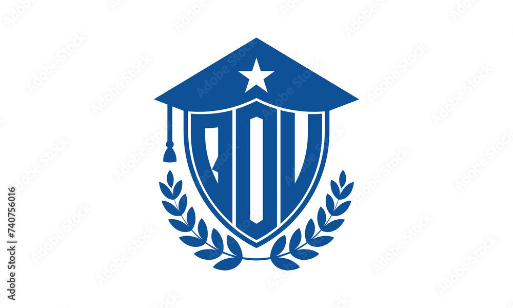 QOU three letter iconic academic logo design vector template. monogram, abstract, school, college, university, graduation cap symbol logo, shield, model, institute, educational, coaching canter, tech QOU three letter iconic academic logo design vector template. monogram, abstract, school, college, university, graduation cap symbol logo, shield, model, institute, educational, coaching canter, tech