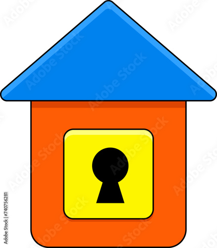 illustration of security and privacy symbol icon, house with password keyhole