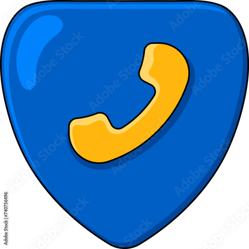 illustration of the telephone data privacy icon symbol, shield with telephone receiver