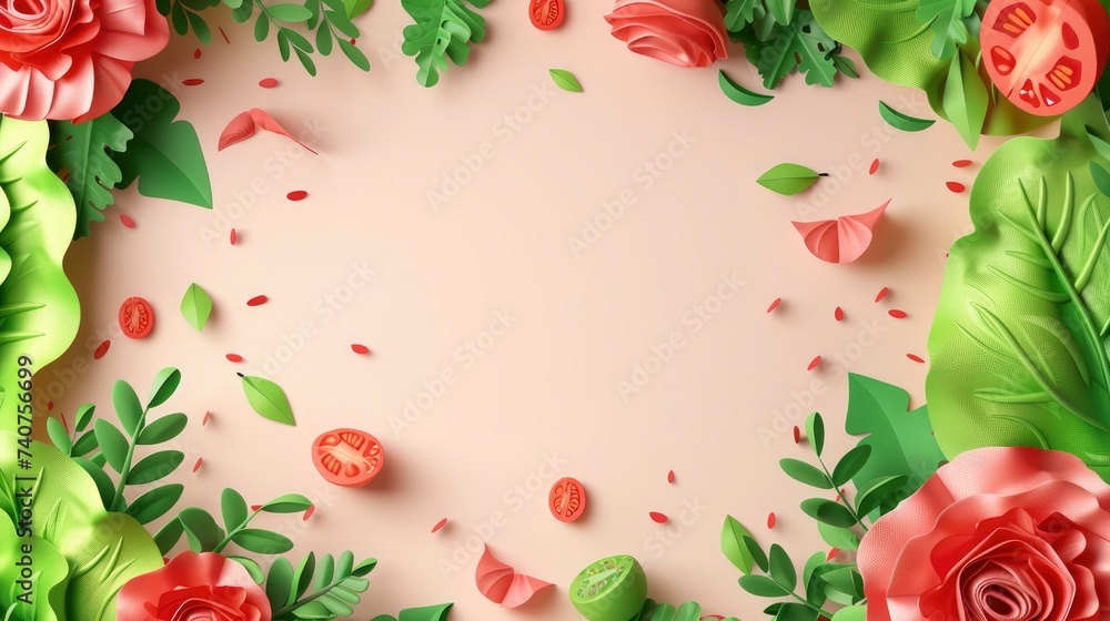 A 3D illustrations of handcraft paper made a background with text space for Salad Bar