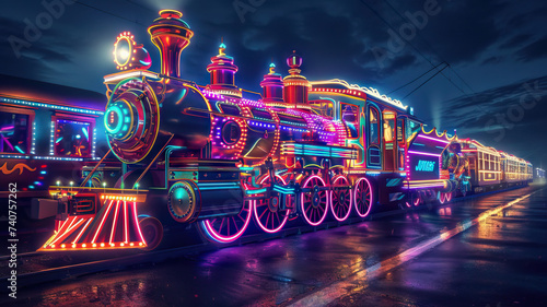 Surreal Circus Train: Surreal Transportation Design. Circus Train with Moving Parts and Performers. Mobile Circus Experience. Surreal Train of Circus Wonders