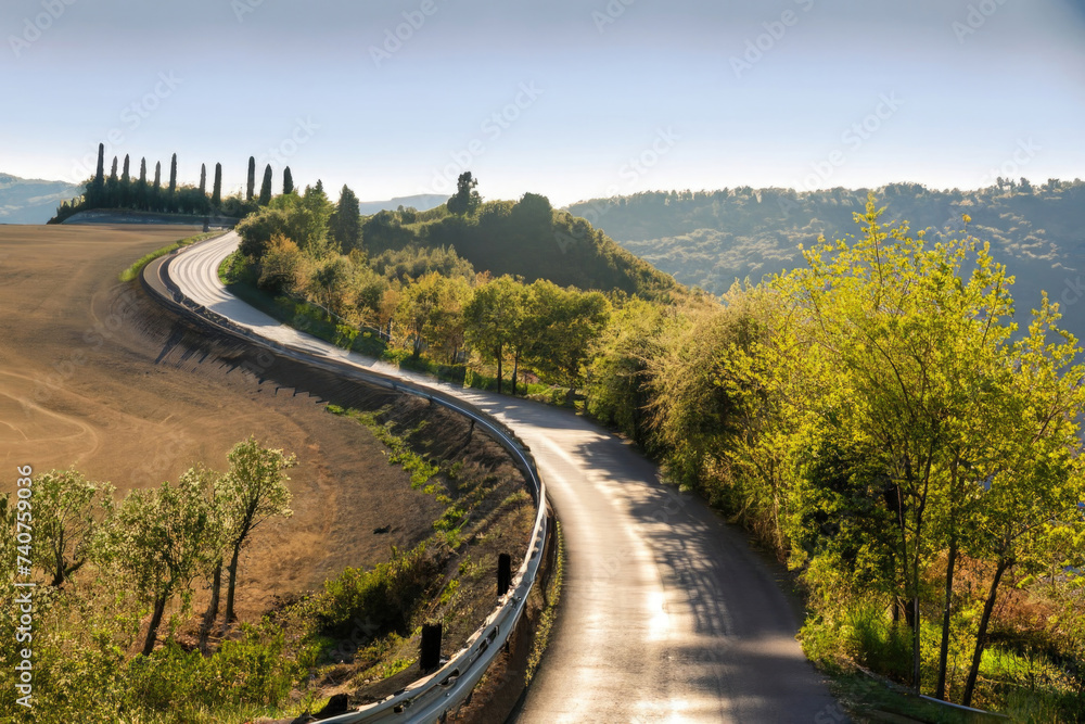Fototapeta premium asphalt road with the nature on the background, italian landscape