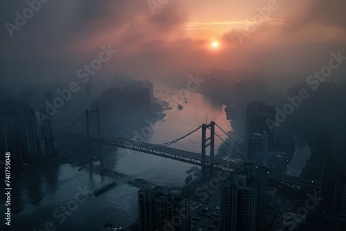Bridge at sunset in Chongqing  China
