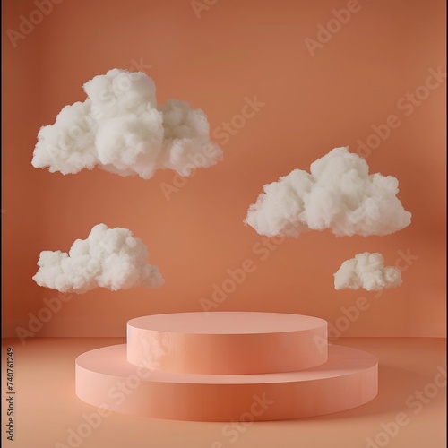 Pink podium background for product, Symbols of love for women's holiday, Valentine's Day, 3D rendering. © Dorian