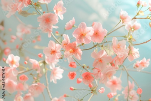 Spring flowers on a pastel background