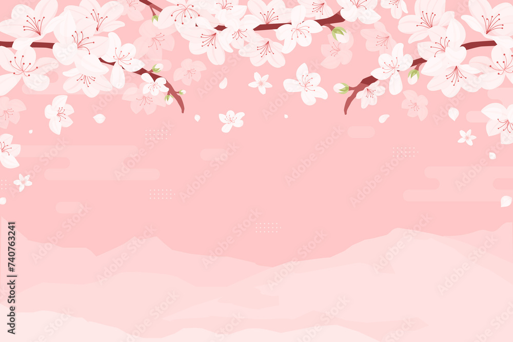 Sakura blossom background in flat design