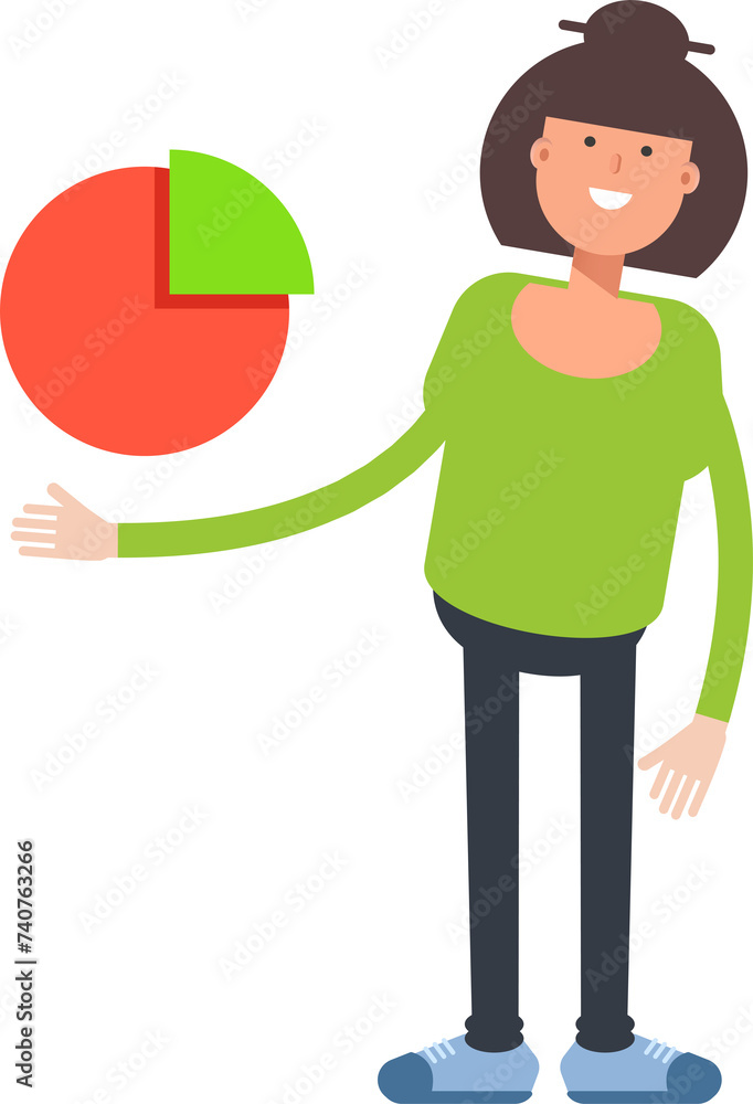 Asian Woman Character Holding Pie Chart
Asian Woman Character Holding Pie Chart