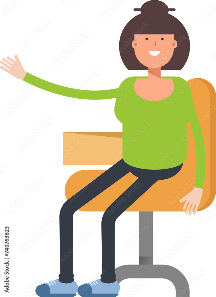 Asian Woman Character Sitting on Office Chair
Asian Woman Character Sitting on Office Chair