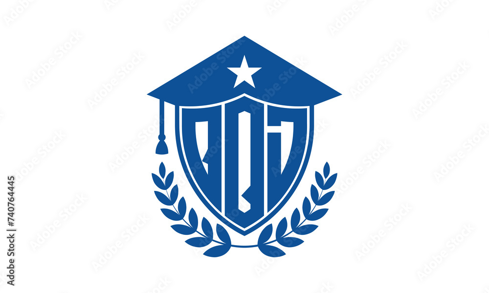 QQD three letter iconic academic logo design vector template. monogram, abstract, school, college, university, graduation cap symbol logo, shield, model, institute, educational, coaching canter, tech QQD three letter iconic academic logo design vector template. monogram, abstract, school, college, university, graduation cap symbol logo, shield, model, institute, educational, coaching canter, tech