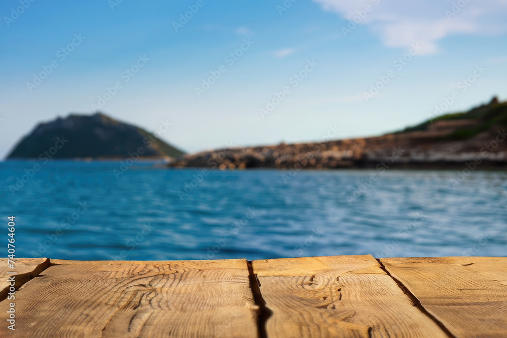 wooden table for display product, tables of wood for showing goods, empy surface, tropical beach landscape on the background wooden table for display product, tables of wood for showing goods, empy surface, tropical beach landscape on the background