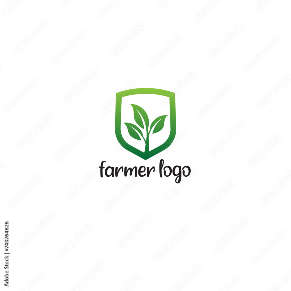 Farmer leaf logo flat vector design Farmer leaf logo flat vector design