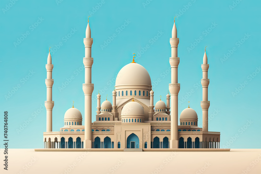 Fototapeta premium Majestic Celebrations: Crafting an Elegant Mosque for Eid Concept