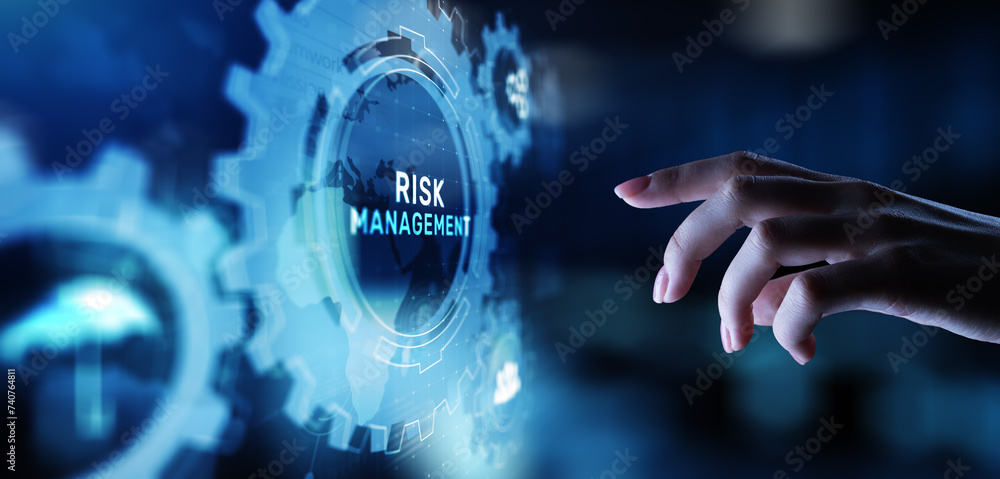 Risk management forecasting evaluation financial business concept on virtual screen. Risk management forecasting evaluation financial business concept on virtual screen.
