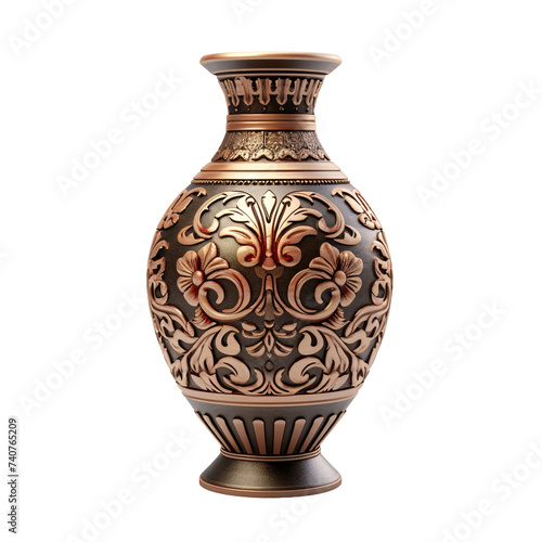 Ornamental vase isolated on transparent background