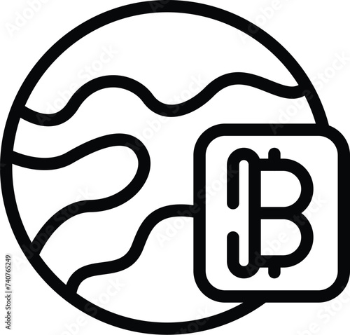 Global bitcoin currency icon outline vector. Worldwide digital transaction. Crypto trading market