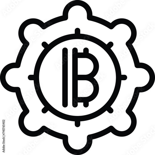 Bitcoin digital money icon outline vector. Exchange trading currency. Electronic monetary system