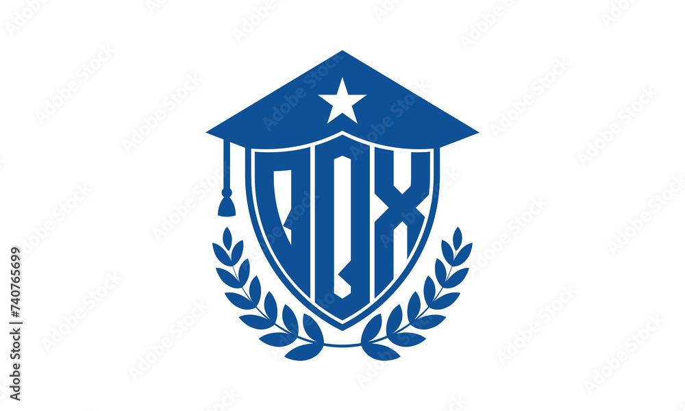 QQX three letter iconic academic logo design vector template. monogram, abstract, school, college, university, graduation cap symbol logo, shield, model, institute, educational, coaching canter, tech QQX three letter iconic academic logo design vector template. monogram, abstract, school, college, university, graduation cap symbol logo, shield, model, institute, educational, coaching canter, tech