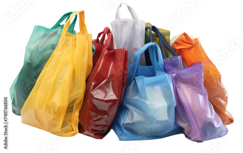 Group of Colorful Bags Sitting Together. A visually appealing arrangement of various vibrant bags sitting in close proximity to each other. on White or PNG Transparent Background.
