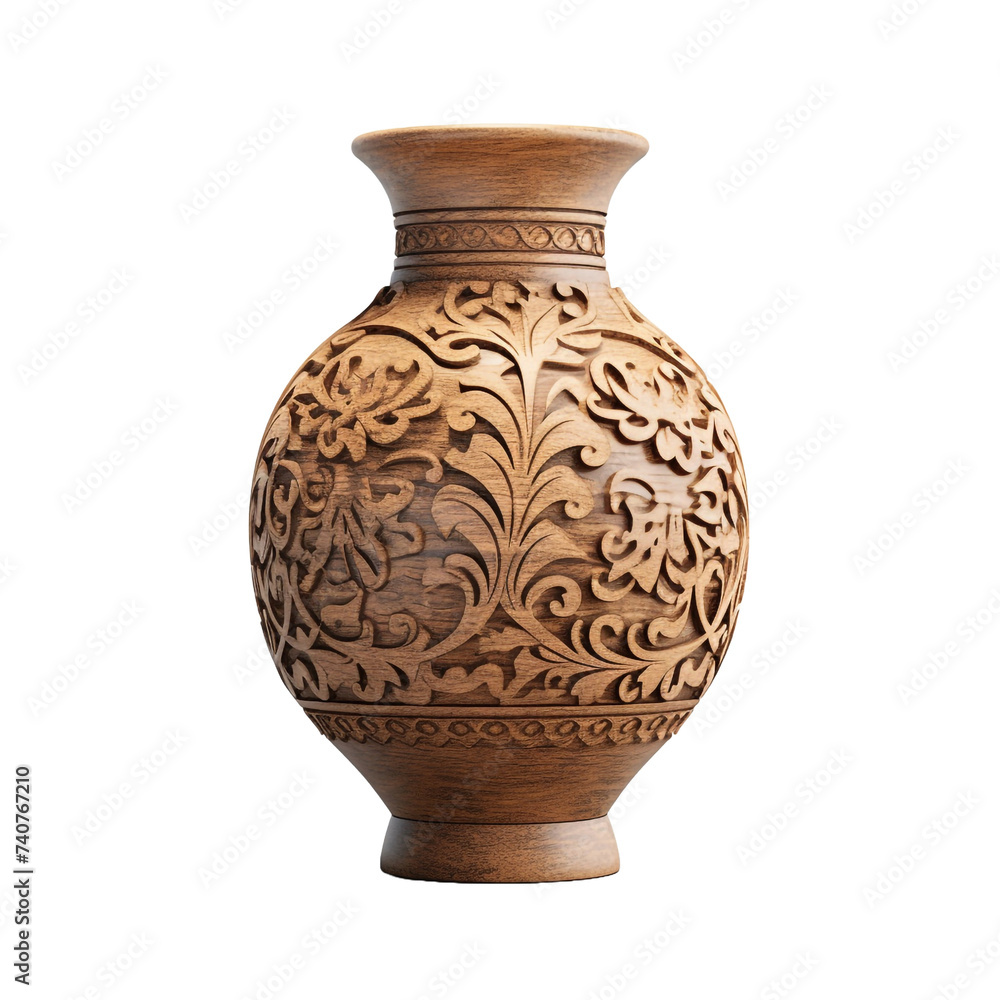 Ornamental vase isolated on transparent background