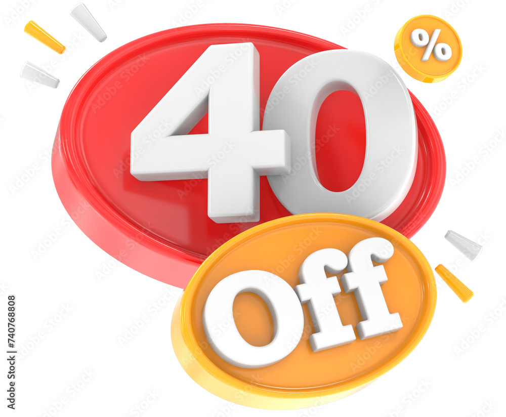 40 percent discount Red With Yellow 3d render 40 percent discount Red With Yellow 3d render