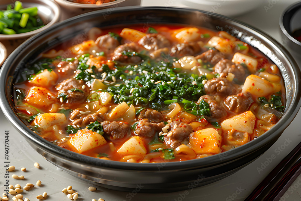 sundubu jjigae isolated on white background
sundubu jjigae isolated on white background