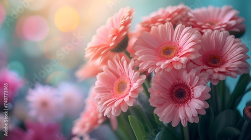 Close-Up of Vibrant Pink Gerbera Daisies with Soft Bokeh Background