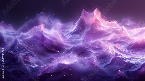 Mesmerizing Purple and Pink Cosmic Waves in a Starry Digital Universe