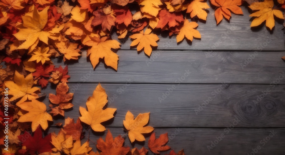 Wooden table autumn leaves background Wooden table autumn leaves background