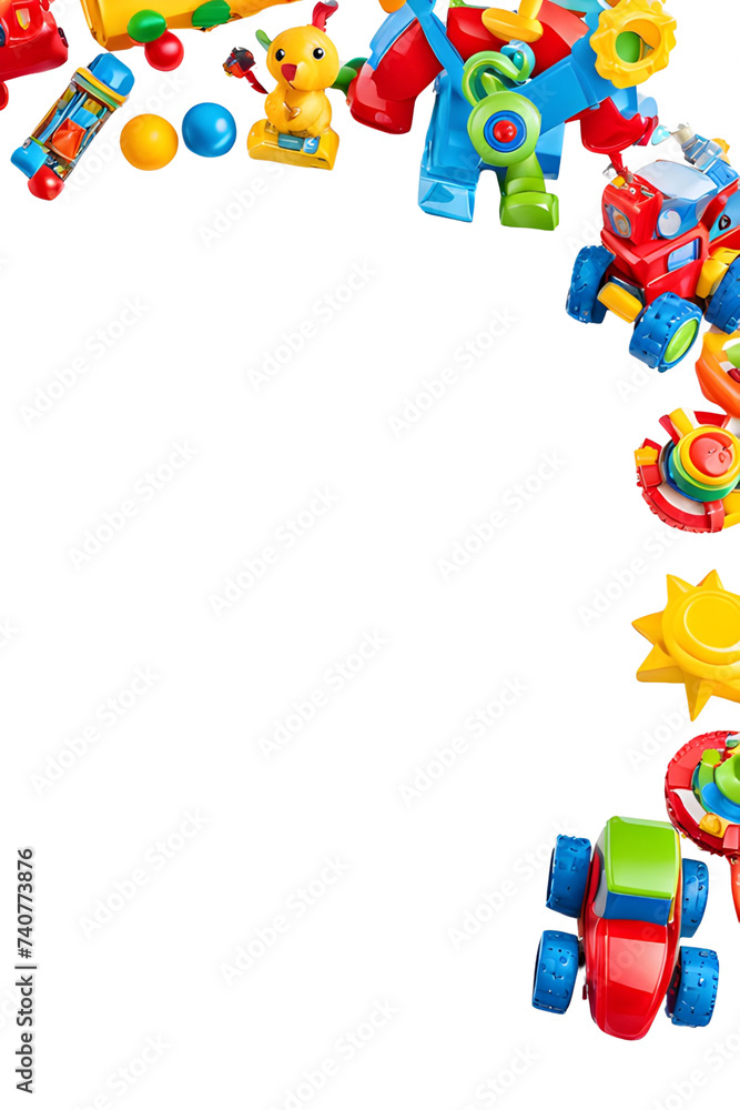 Fototapeta premium Toys Kid Border Frame PNG Transparent Background