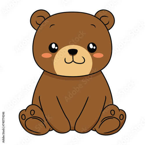 cute brown teddy bear. Vector illustration