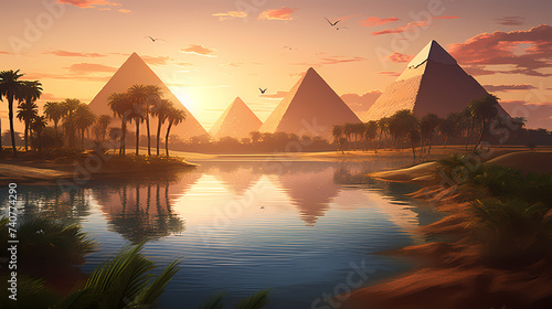 Landscape with ancient egyptian pyramids