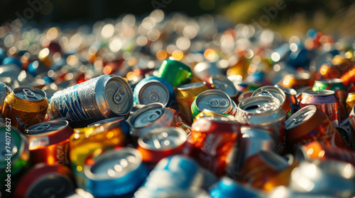 empty drink cans. recycling concept photo