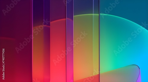 3d render. colorful transparent glass refraction texture acrylic sheet rainbow spectrum light through plexiglass abstract background banner photo