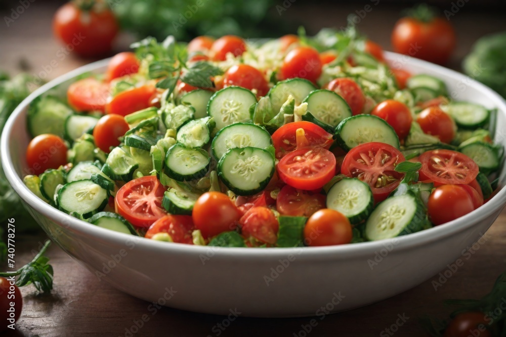 Summer salad of tomatoes and cucumbers