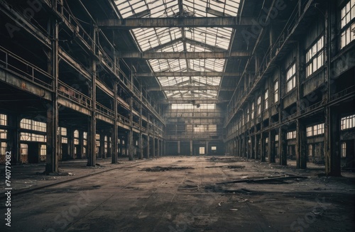 empty abandoned 1980 factory with Generative AI.