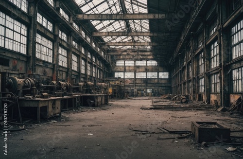 empty abandoned 1980 factory with Generative AI.