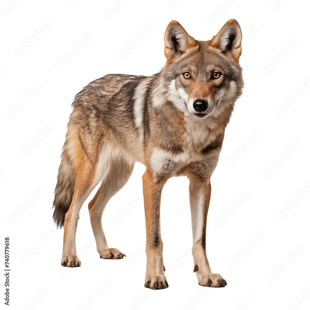 Fototapeta premium Wolf isolated on white and transparent background. Ideal for use in advertising. Generative ai