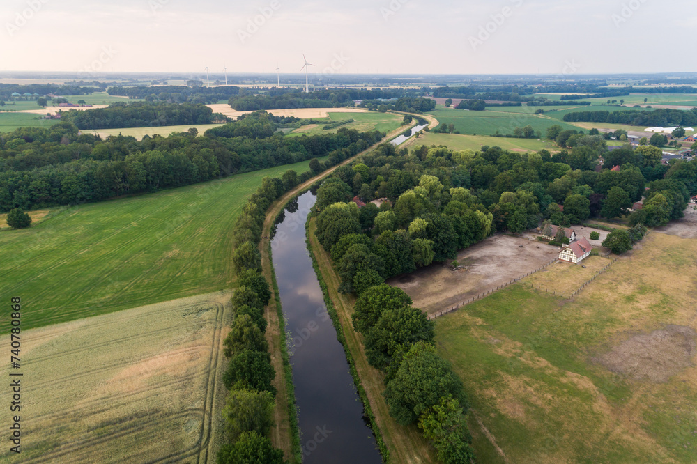 Fluss in Deutschland aus der Luft