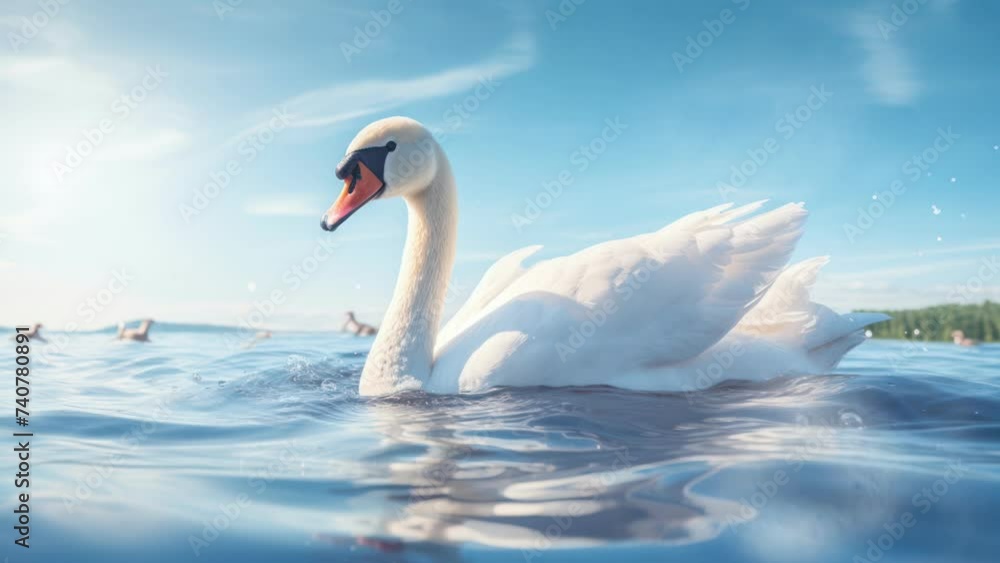 Majestic Swan Gracefully Sailing on Blue Waters Majestic Swan Gracefully Sailing on Blue Waters