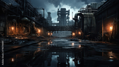 Gloomy industrial facility at night © jr-art