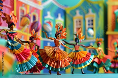 Obraz na płótnie Origami Recife Old Town Carnaval Parade Scene
w salonie