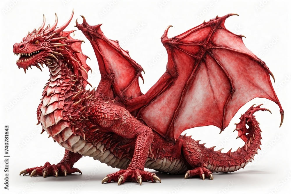 Naklejka premium red dragon england isolated on white