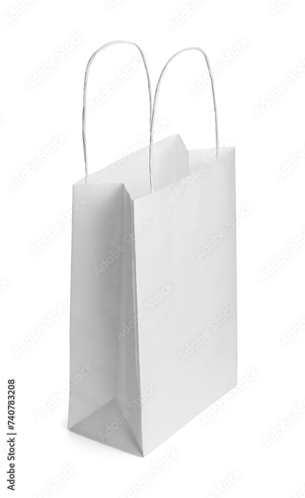 One paper bag isolated on white. Mockup for design One paper bag isolated on white. Mockup for design