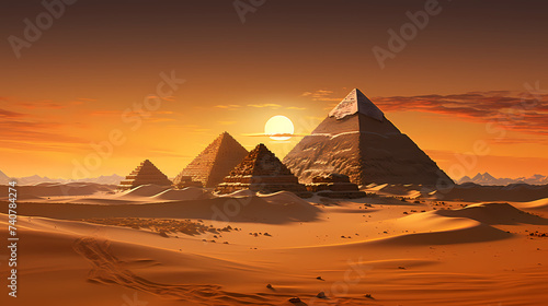 Huge mysterious futuristic pyramid in digital art style