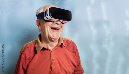 old man wearing a vr visor, augmented reality, vision, looking, elderly looking © Alessandro