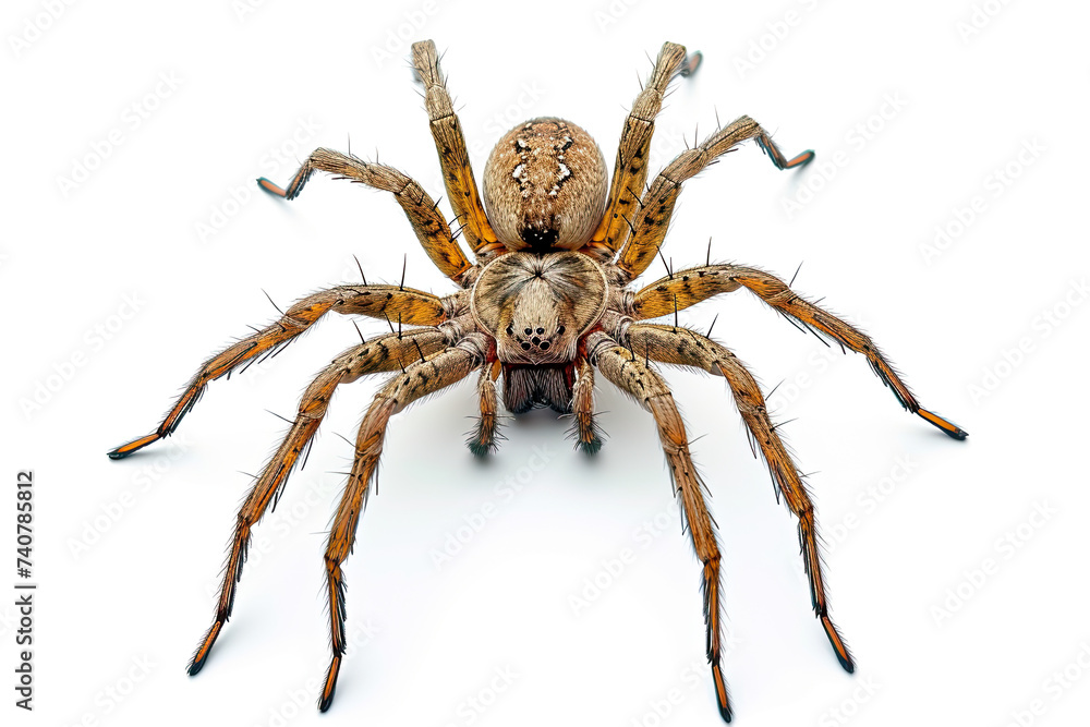 close up the spider isolated on a white background close up the spider isolated on a white background