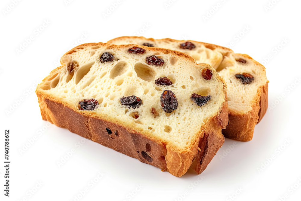 slices of delicious raisin bread isolated on white background slices of delicious raisin bread isolated on white background