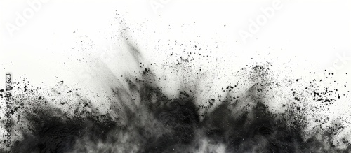 Dramatic Black Powder Explosion Cloud on Isolated White Background